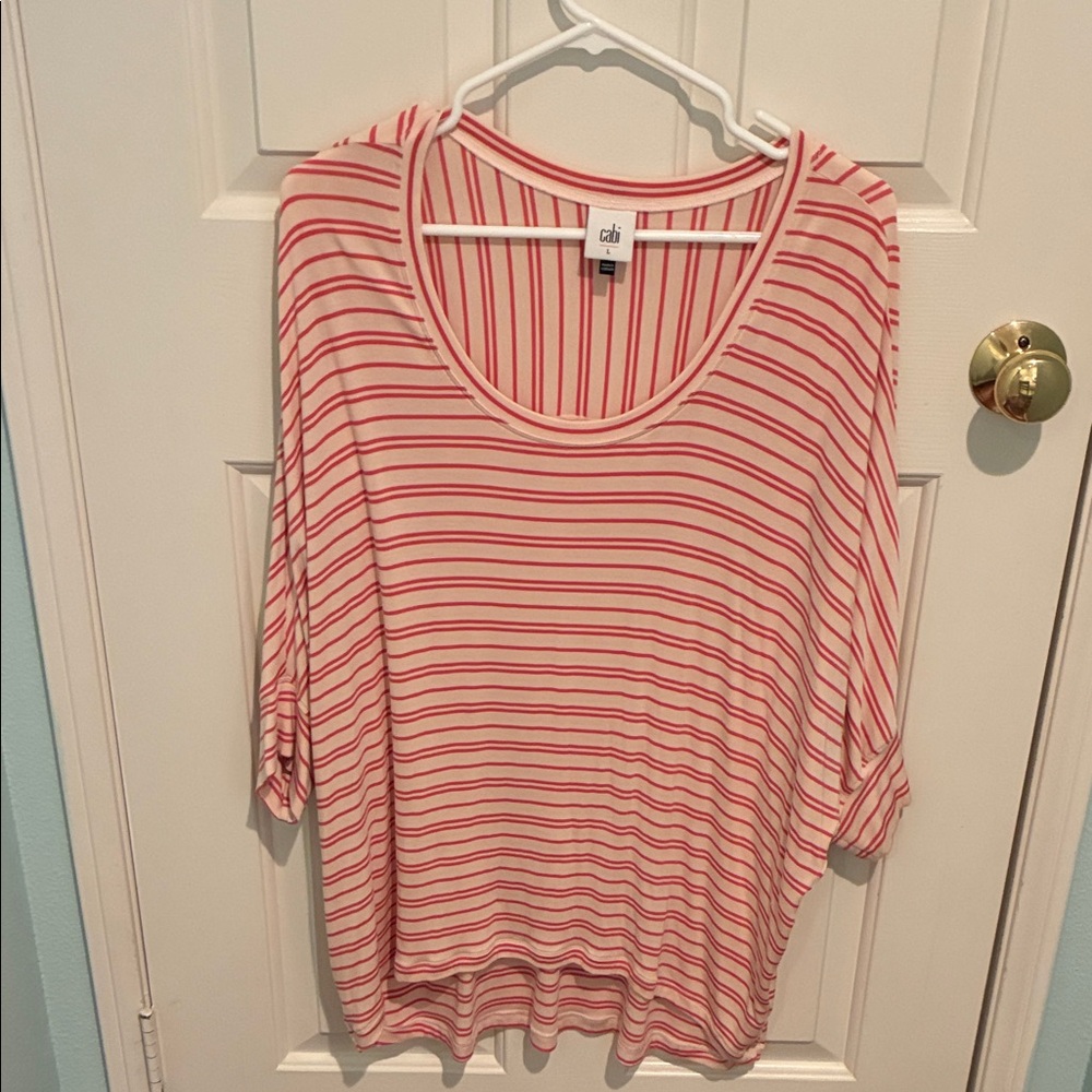 CAbi Women's Coral Striped Long Sleeve Top